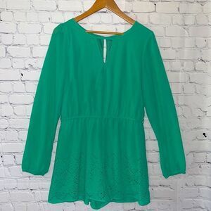 She + Sky Emerald Green Long-Sleeve Romper